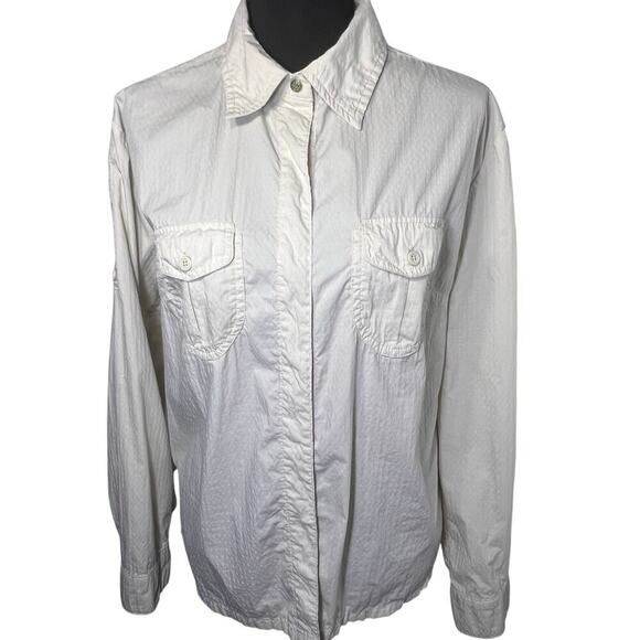 Rei XL Womens UPF Button Snaps Stretchy Long Sleeve Pale Yellow Activewear Shirt - Picture 8 of 13